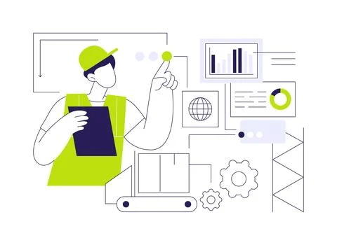 Big data in manufacturing abstract concept vector illustration. Stock Illustration