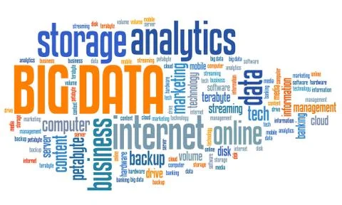Big data - market information analytics concept. Word cloud. Stock Illustration
