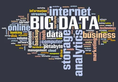 Big data - market information analytics concept. Word cloud. Stock Illustration