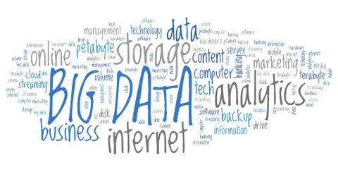 Big data - market information analytics concept. Word cloud. Stock Illustration