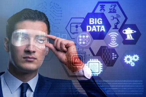 Big data modern computing concept with businessman 库存照片