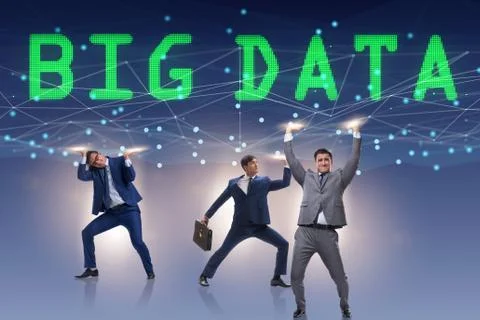 Big data modern computing concept with supporting businessman 스톡 사진
