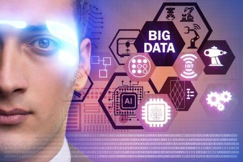 Big data modern computing concept with businessman Foto stock