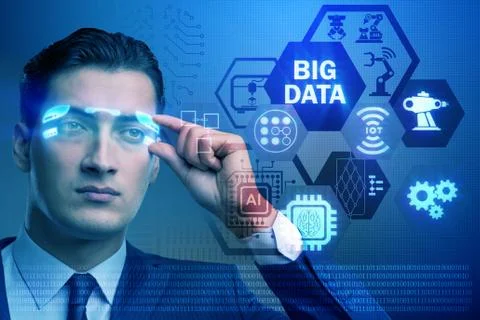 Big data modern computing concept with businessman 库存照片