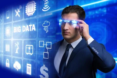 Big data modern computing concept with businessman 库存照片