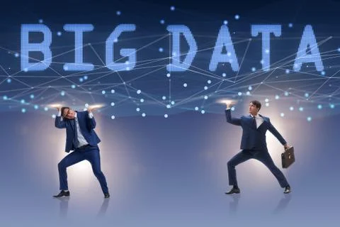 Big data modern computing concept with supporting businessman 스톡 사진