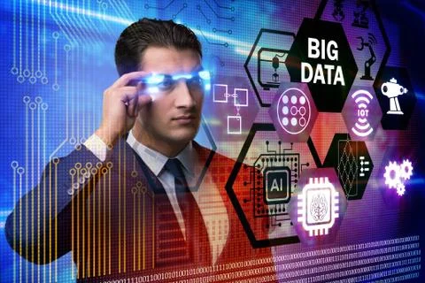 Big data modern computing concept with businessman 스톡 사진