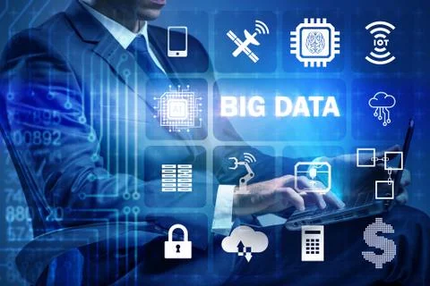 Big data modern computing concept with businessman 스톡 사진
