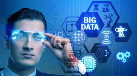 Big data modern computing concept with businessman Stock Photos