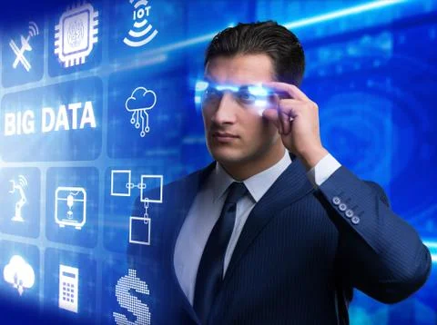 Big data modern computing concept with businessman Stock Photos