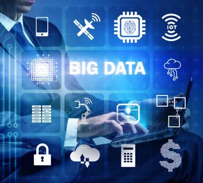Big data modern computing concept with businessman Stock Photos