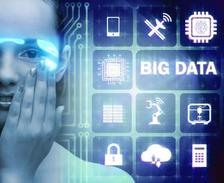 Big data modern computing concept with woman Foto stock
