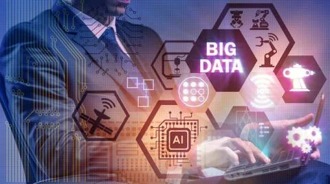 Big data modern computing concept with businessman Foto stock