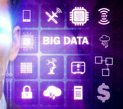 Big data modern computing concept with businessman Stock Photos