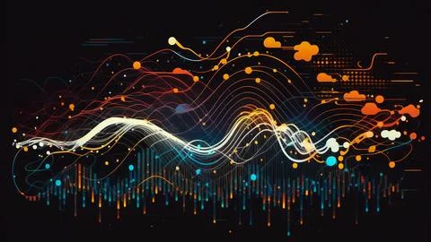 Big data network abstract 3D background. Infographics colorful design. Data.. Illustrazione stock