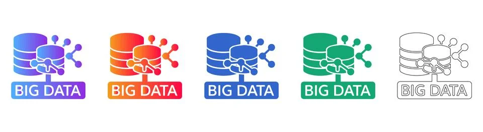 Big Data Network Icons Set Stock Illustration