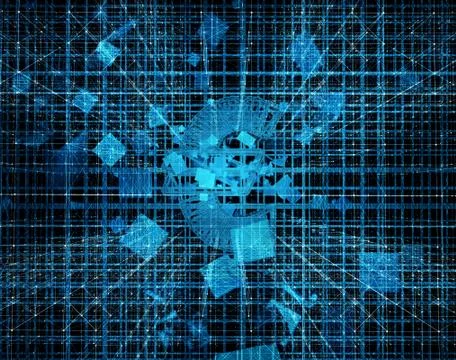 Big Data Network Structure and Euro, Data Finance Technology Stock Illustration