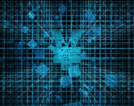 Big Data Network Structure and RMB, Data Finance Technology 스톡 일러스트