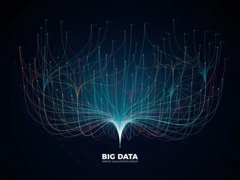 Big data network visualization concept. Digital music industry, abstract science Illustrazione stock