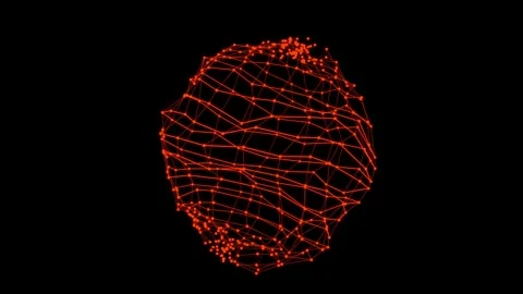 Big data neural network. Wireframe mesh sphere with dot and lines. Stock Footage 305660273