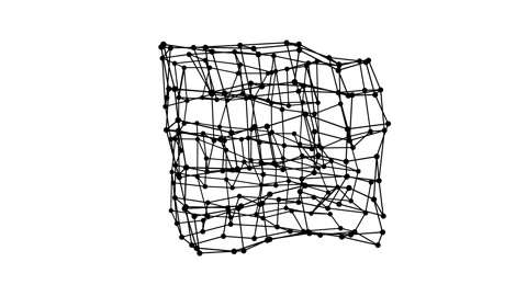 Big data neural network. Wireframe mesh box cube with dot and lines. Stock Footage 306294793