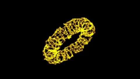Big data neural network. Wireframe mesh torus with dot and lines. Stock Footage 306294872