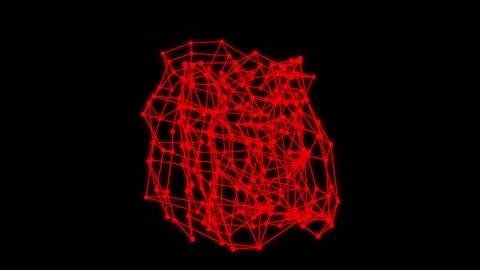 Big data neural network. Wireframe mesh box cube with dot and lines. Stock Footage 307098217
