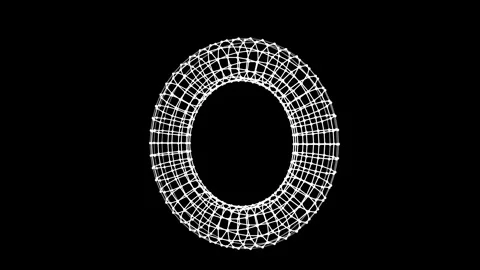 Big data neural network. Wireframe mesh torus with dot and lines. Stock Footage 307098268