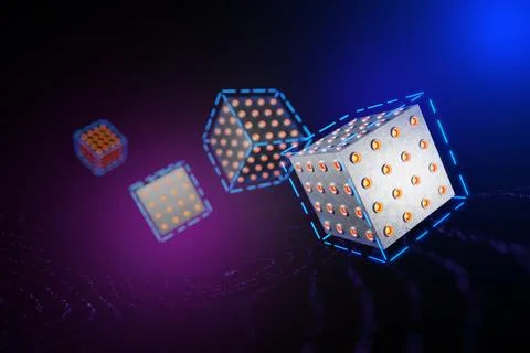 Big data. Neural networks. quantum computer. Blockchain technology concept... Illustrazione stock