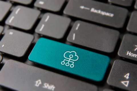 Big data online cloud storage button on computer Stock Photos
