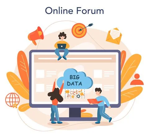 Big data online service or platform. Modern computer technology. Illustrazione stock