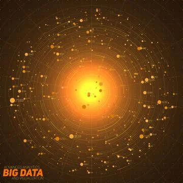 Big data orange visualization. Futuristic infographic. Information aesthetic  Illustrazione stock
