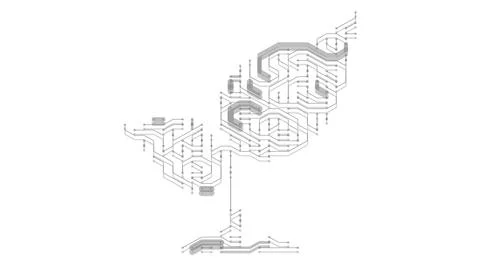 Big data organic cloud computing digital data network circuit Stock Illustration