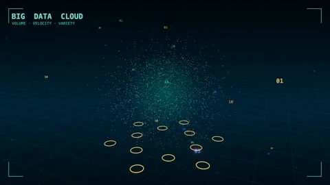 Big data particles condensing columns Stock Footage 339992692