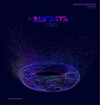 Big data particles. Information background with futuristic geometric structure Illustrazione stock