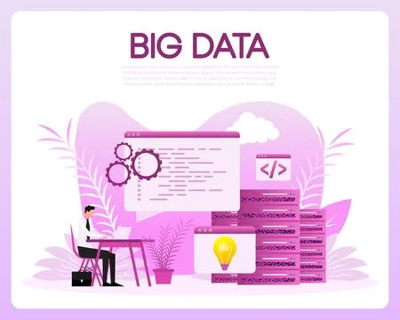 Big data people. Vector illustration. Finance isometric. Data storage Stockillustratie