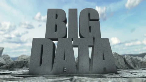 Big Data - phrase as stone towers representing cloud storage and networking Video stock 67593629