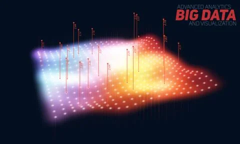 Big data plot colorful visualization. Futuristic infographic. Information aes Illustrazione stock