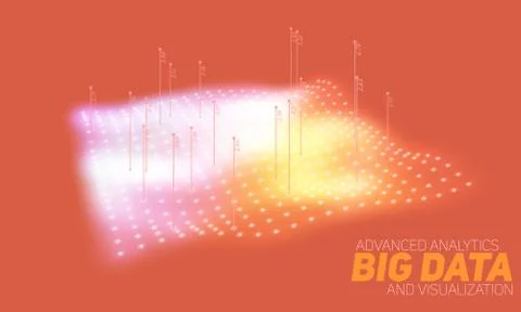 Big data plot colorful visualization. Futuristic infographic. Information aes Illustrazione stock