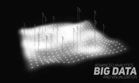 Big data plot grayscale visualization. Futuristic infographic. Information ae Illustrazione stock