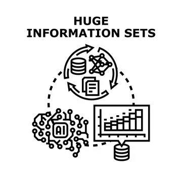 Big data processing analyzing information sets concept Stock Illustration