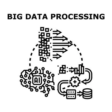 Big data processing concept with artificial intelligence technology Stockillustratie