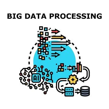 Big data processing concept with artificial intelligence technology Stock Illustration