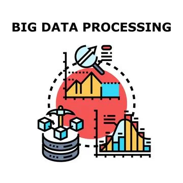 Big data processing concept collecting analyzing information Stock Illustration