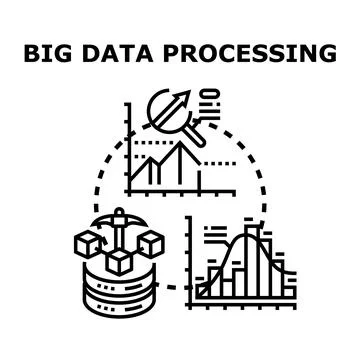 Big data processing concept collecting analyzing information Stock Illustration