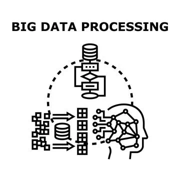 Big data processing concept transforming information into insights Illustrazione stock