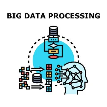 Big data processing concept transforming information into insights Stock Illustration