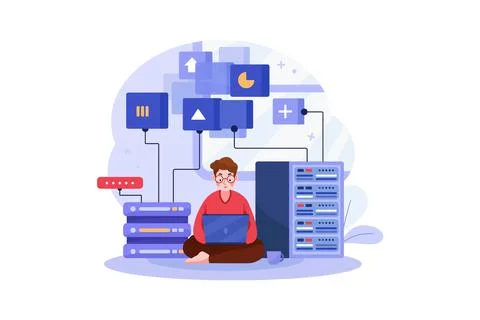 Big data processing illustration concept Stock Illustration