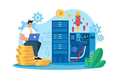 Big Data Processing Illustration concept on white background イラスト素材