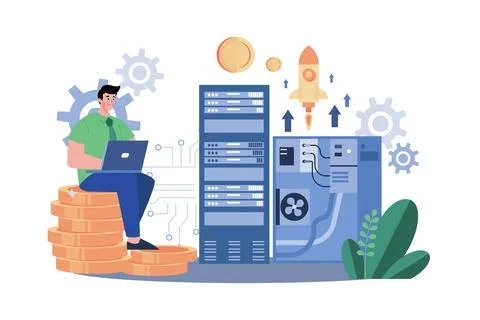 Big Data Processing Illustration concept on white background Stock Illustration